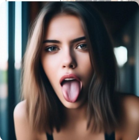 Девушка с высунутым языком