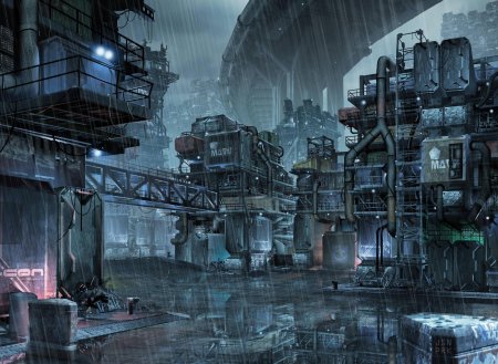 Sci fi art город киберпанк антиутопия