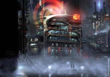 Sci-fi art город киберпанк
