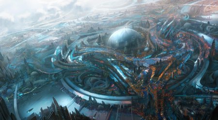 Город купол scifi концепт art