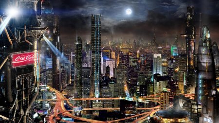Cyberpunk city небоскребы