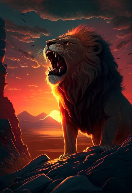 Lion roaring