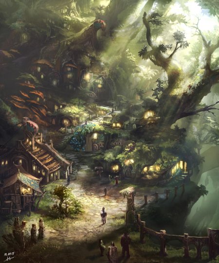 Лесные города фэнтези elven village