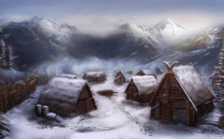 Снежная деревня викингов