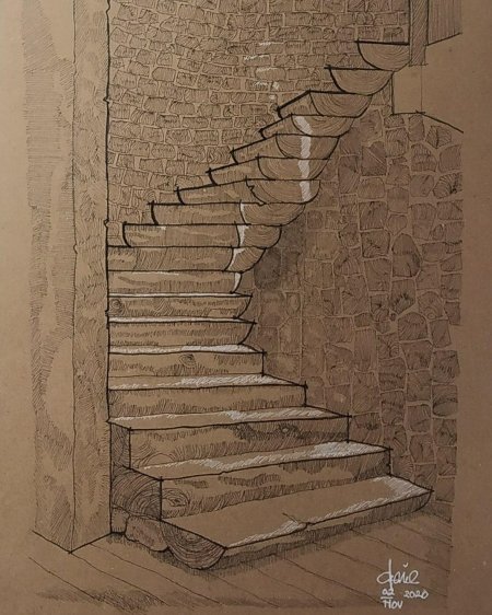 Рисунок лестницы карандашом