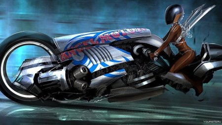 Cyberpunk летающий мотоцикл