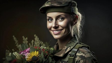 Красивая девушка в военной форме