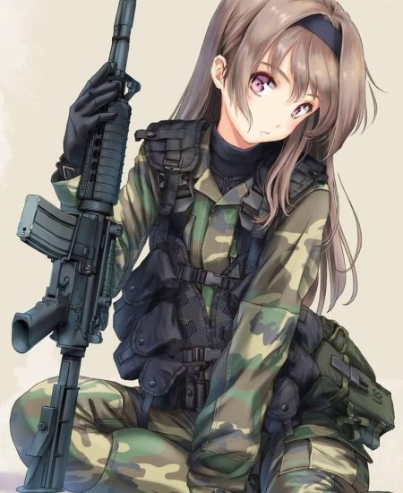 Аниме девушка военная
