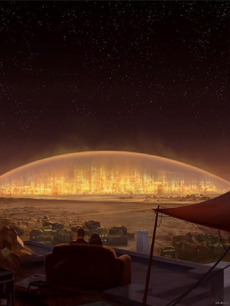 Город купол scifi концепт art
