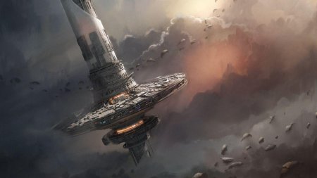 Арт scifi крушение космического корабля