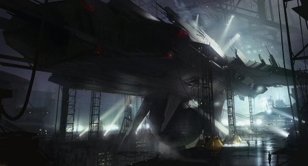 Ангар космического корабля sci fi