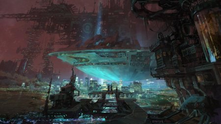 Sci fi art город киберпанк антиутопия