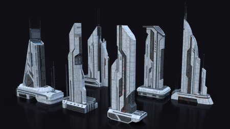 3d scifi building futuristic building kitbash bundle vol1