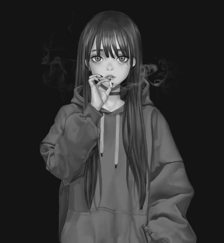 Аниме тянка курит