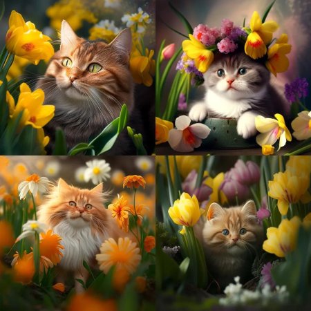 Кот в цветах