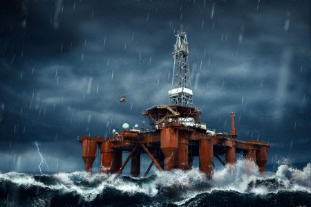 Нефтяные платформы на море шторм