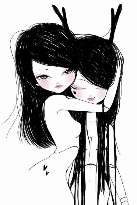 2 девушки рисунок