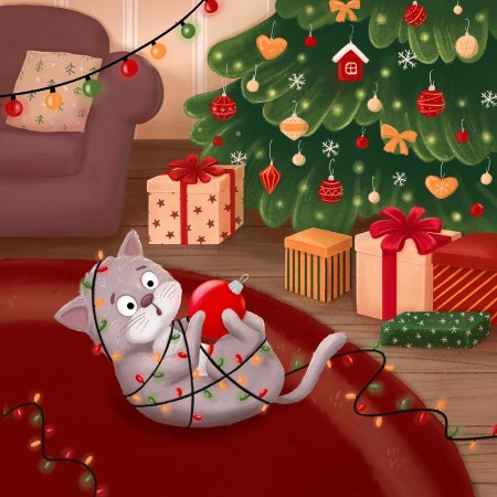 Кот и новый год