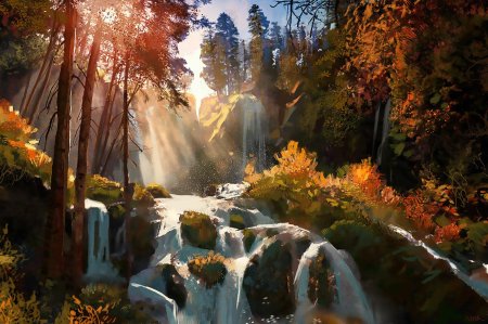Пейзаж с водопадом