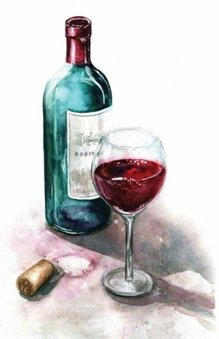 Вино акварель