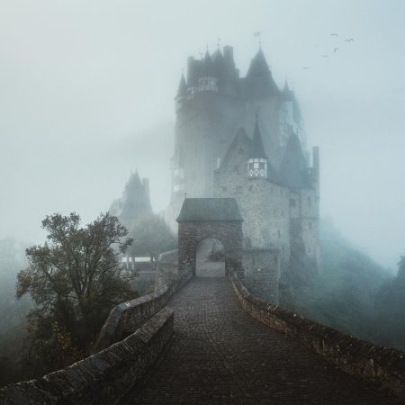 Замок эльц германия в тумане