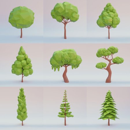 Низкополигональные деревья 3ds max