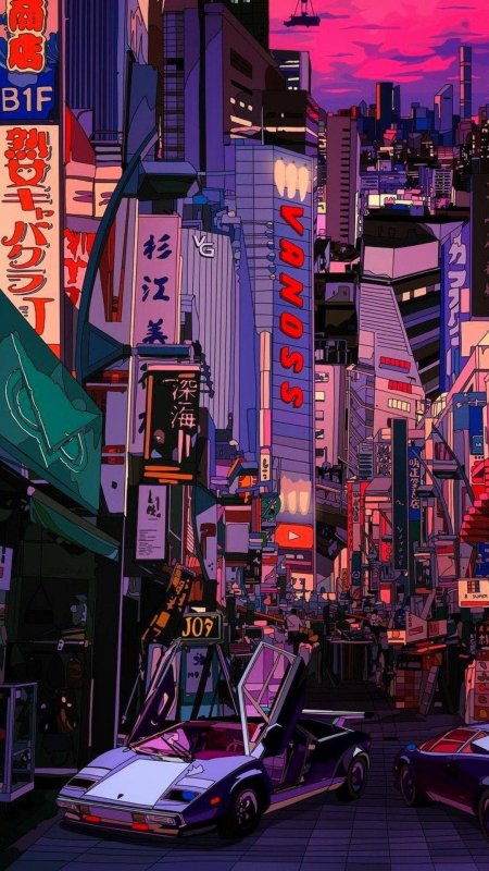 Пиксельный киберпанк город pixel cyberpunk city