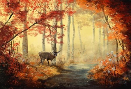 Осенний пейзаж с животными