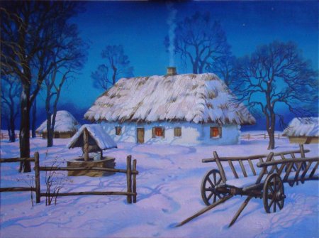 Хаты мазанки украина зимой