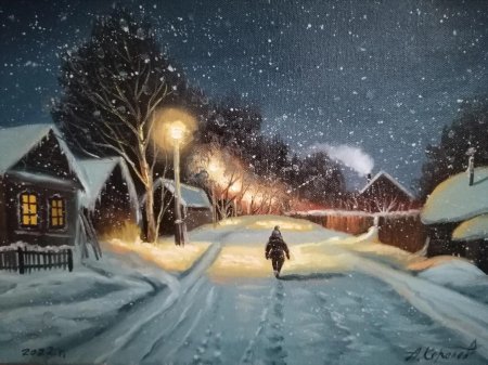 Зимняя лунная ночь картина янова виктора