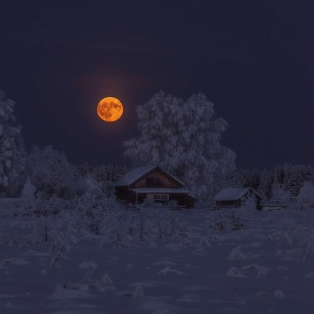 Зима ночь деревня