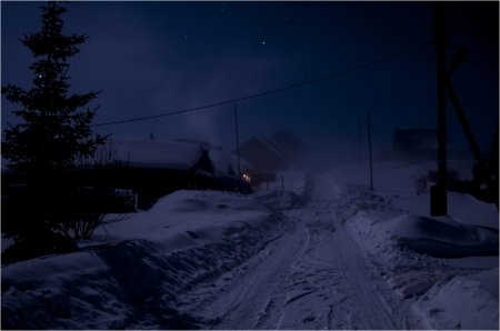 Зима ночь деревня
