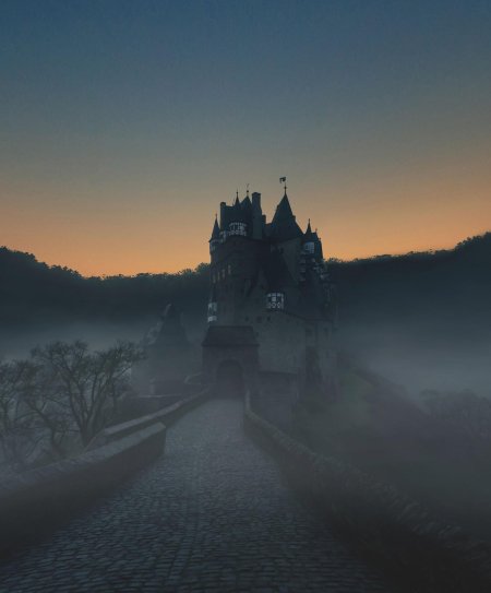 Замок эльц германия в тумане