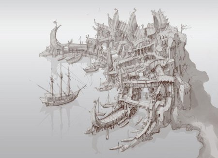 Морской город фэнтези