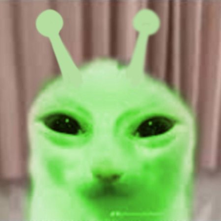 Зелёный кот пришелец мем