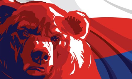 Медведь с флагом россии