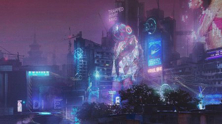 Город найт сити cyberpunk 2077 ночь