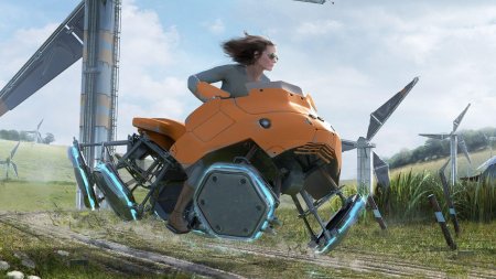 Cyberpunk летающий мотоцикл