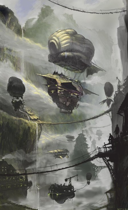 Steampunk art дирижабль