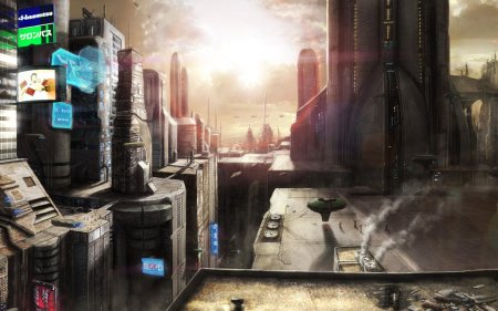 Sci fi cyberpunk улица арт