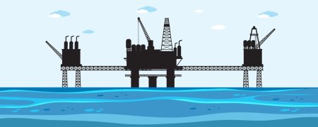 Нефтяная вышка в море векторная