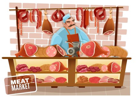 Мясной магазин иллюстрация