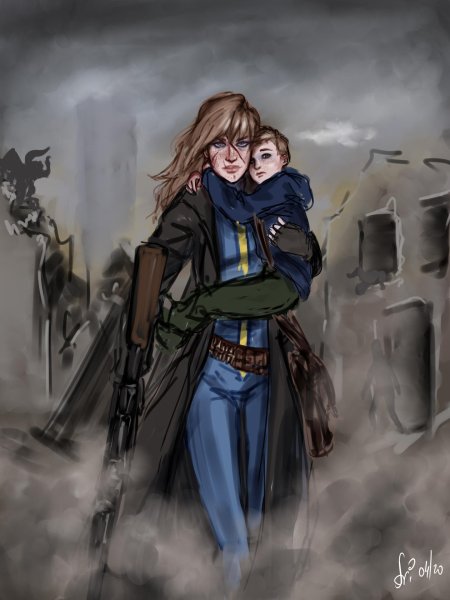 Выживший и пайпер fallout 4 арт