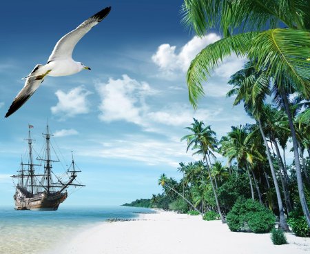 Корабль остров море