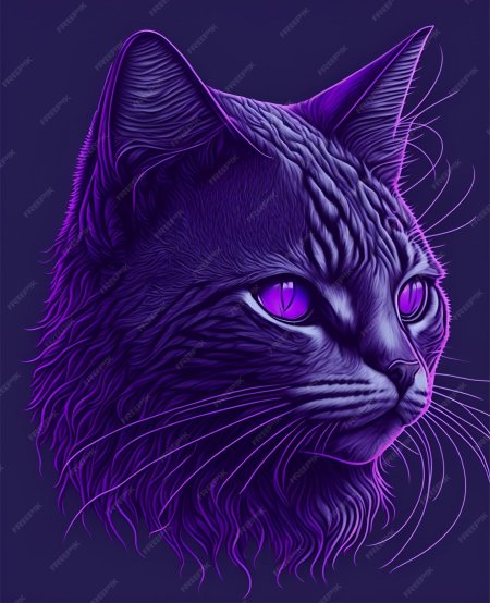 Фиолетовый кот рисунок