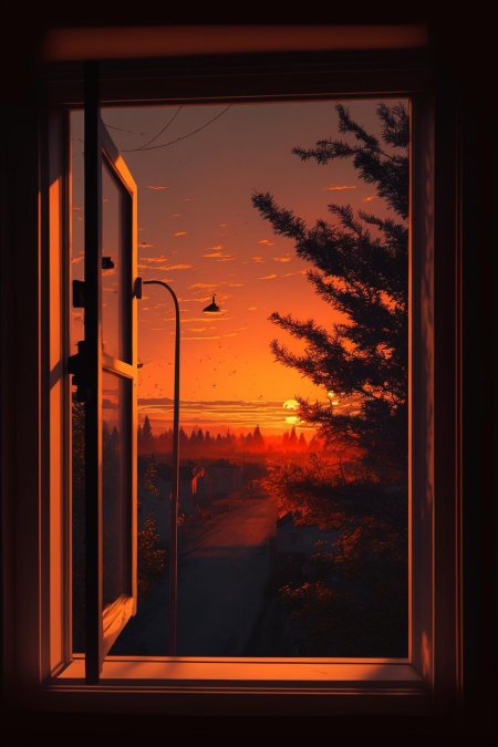Закат окно