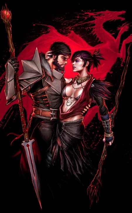 Dragon age арт морриган и хоук