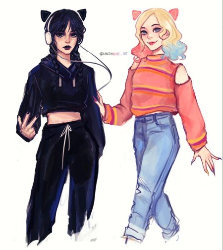 Wednesday and enid art