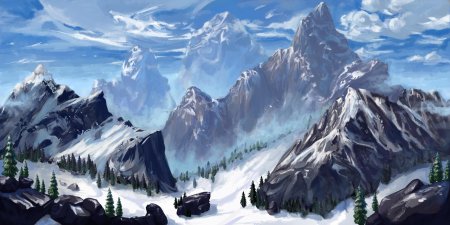 Снежные горы арт