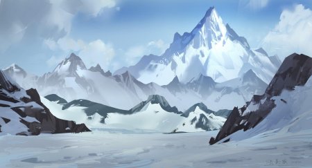 Снежные горы арт